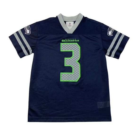 Seattle Seahawks Russell Wilson Jersey Boys Youth M Medium Blue NFL Team Apparel - Picture 1 of 12